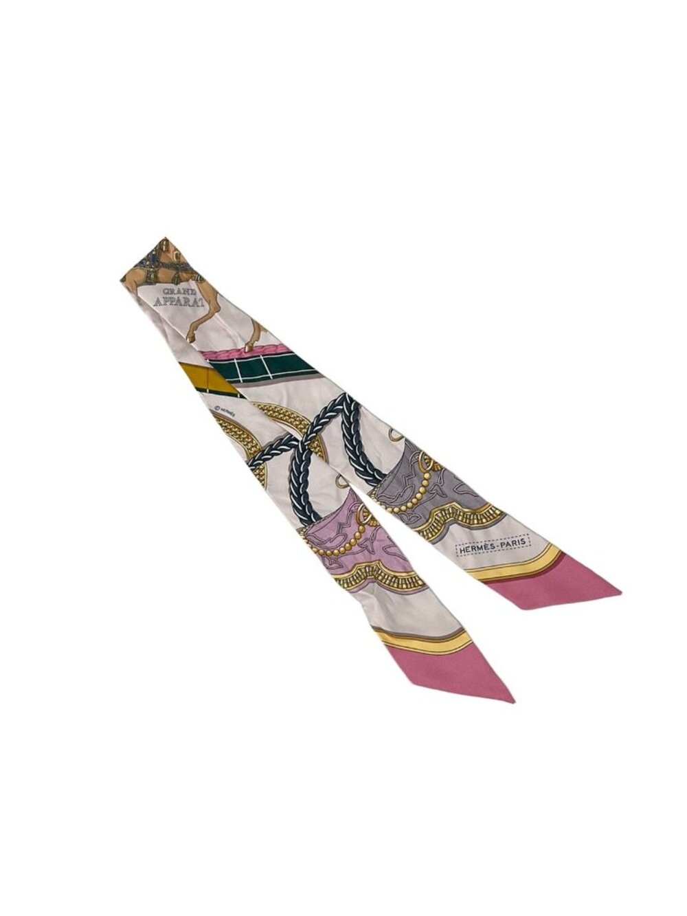 Hermes Scarf Twill Pink Multi Ribbon Grand Apparat - Picture 5 of 7